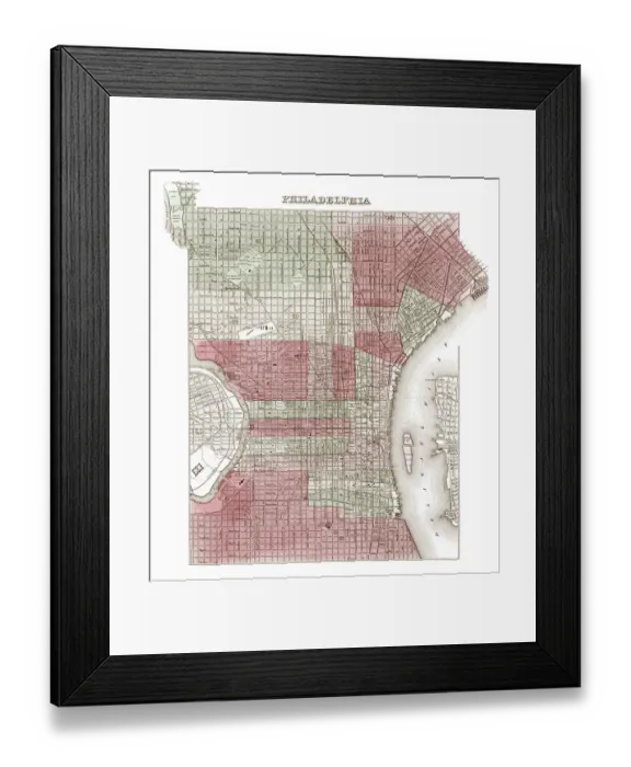 Framed Print : Map of the city of Philadelphia, USA 1863 Framed Print : Map of the city of Philadelphia, USA 1863