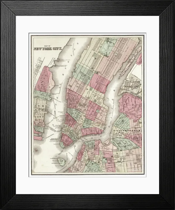 Framed Print : New York city map 1881