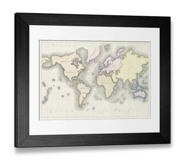 Framed Print : Map of the world 1828 Framed Print : Map of the world 1828