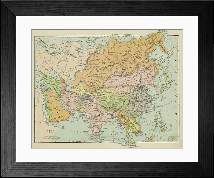 Framed Print : Map of Asia Framed Print : Map of Asia