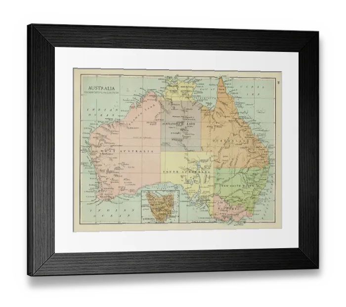 Framed Print : Map of Australia Framed Print : Map of Australia