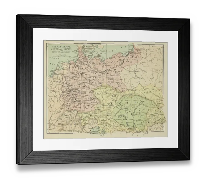 Framed Print : Map of German and Austrian empire Framed Print : Map of German and Austrian empire