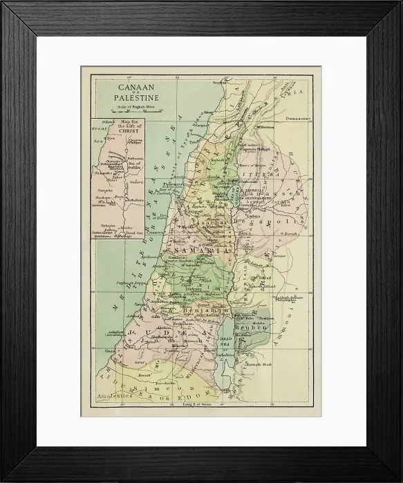 Framed Print : Map of Canaan and Palestine Framed Print : Map of Canaan and Palestine