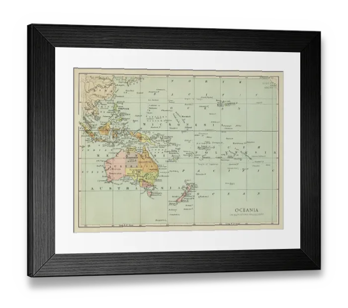 Framed Print : Map of Oceania Framed Print : Map of Oceania