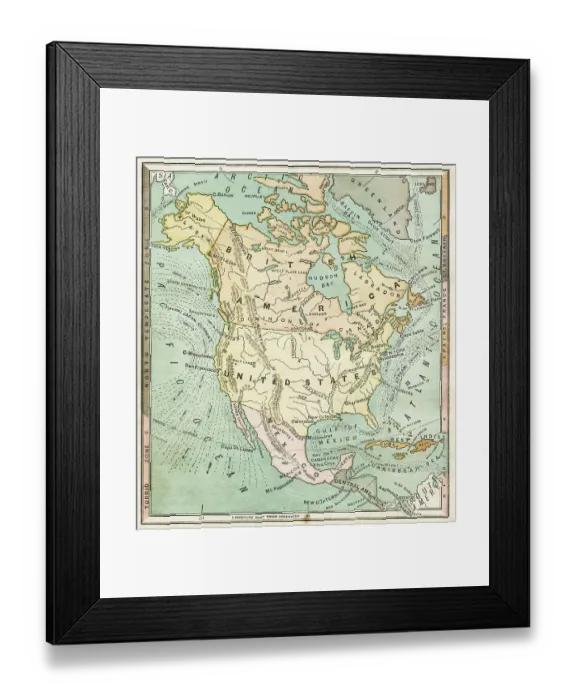 Framed Print : North america map 1876 Framed Print : North america map 1876