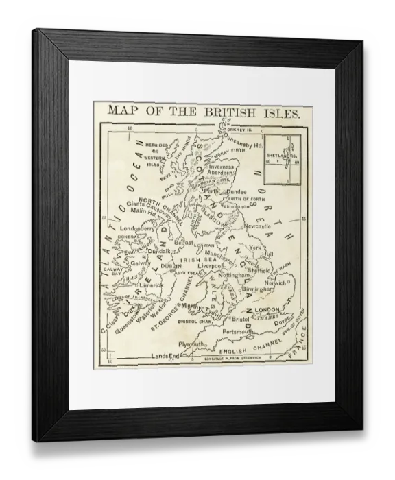 Framed Print : British isles map 1876 Framed Print : British isles map 1876