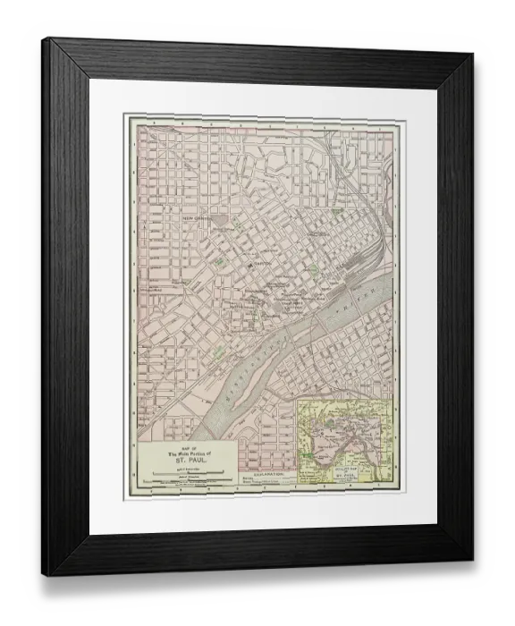 Framed Print : Map of the city of Saint Paul, Minnesota 1899 Framed Print : Map of the city of Saint Paul, Minnesota 1899