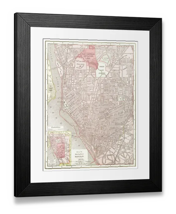 Framed Print : Map of the city of Buffalo, New York State 1899 Framed Print : Map of the city of Buffalo, New York State 1899