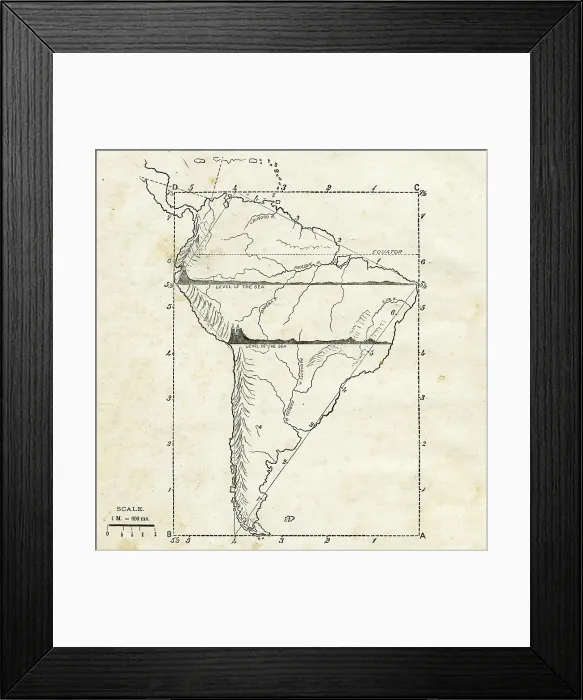 Framed Print : South America map 1876 Framed Print : South America map 1876