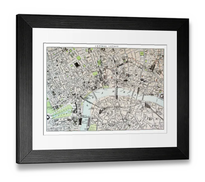 Framed Print : Map of Central London 1878 Framed Print : Map of Central London 1878