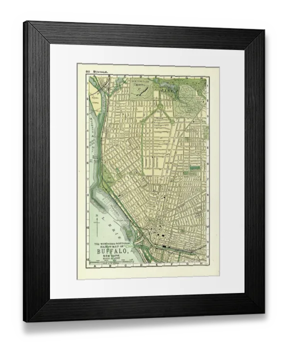 Framed Print : Buffalo map 1898 Framed Print : Buffalo map 1898