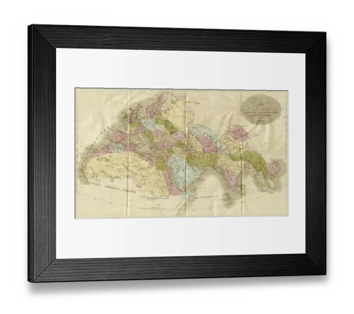 Framed Print : Ancient map of the know world 1898 Framed Print : Ancient map of the know world 1898