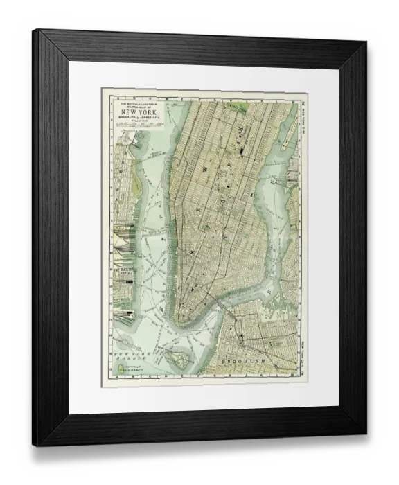 Framed Print : New York city map 1898 Framed Print : New York city map 1898