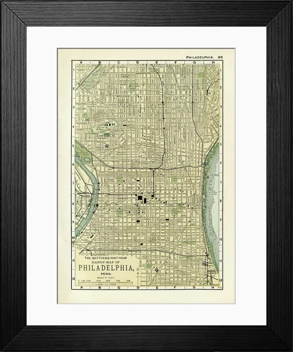 Framed Print : Philadelphia Penn USA map 1898 Framed Print : Philadelphia Penn USA map 1898