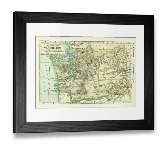 Framed Print : Washington USAmap 1898 Framed Print : Washington USAmap 1898