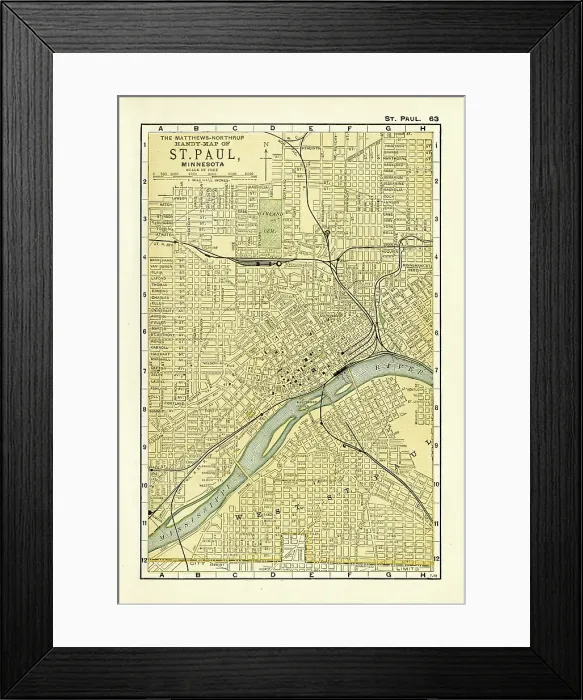 Framed Print : St. Paul map 1898