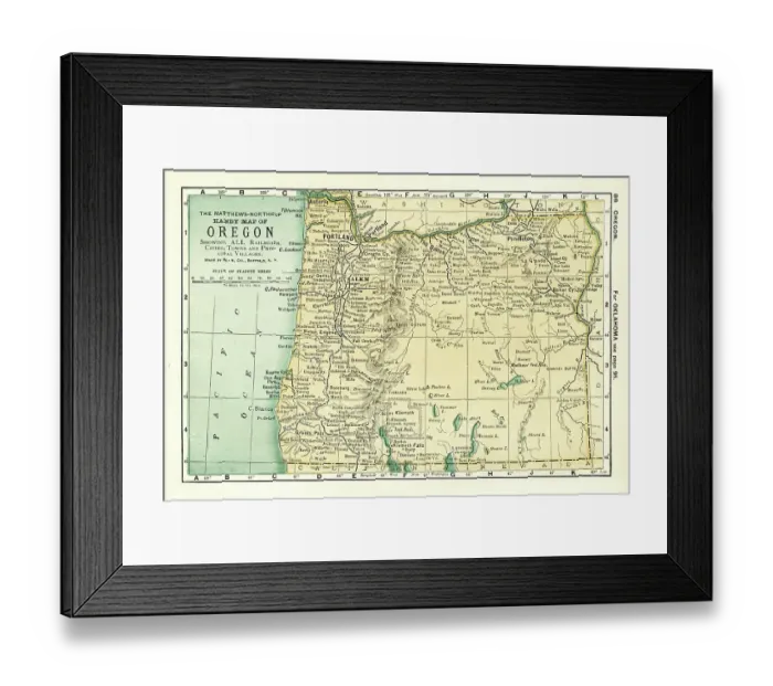 Framed Print : Oregon map 1898