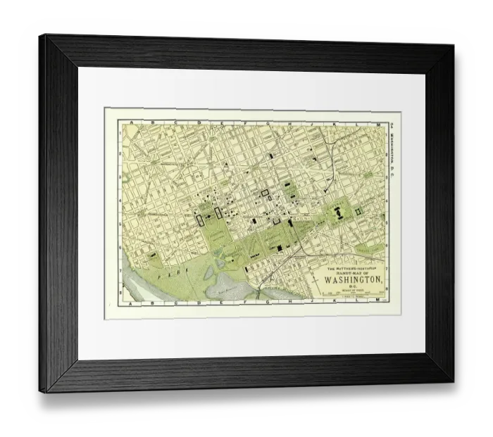 Framed Print : Washington DC map 1898 Framed Print : Washington DC map 1898
