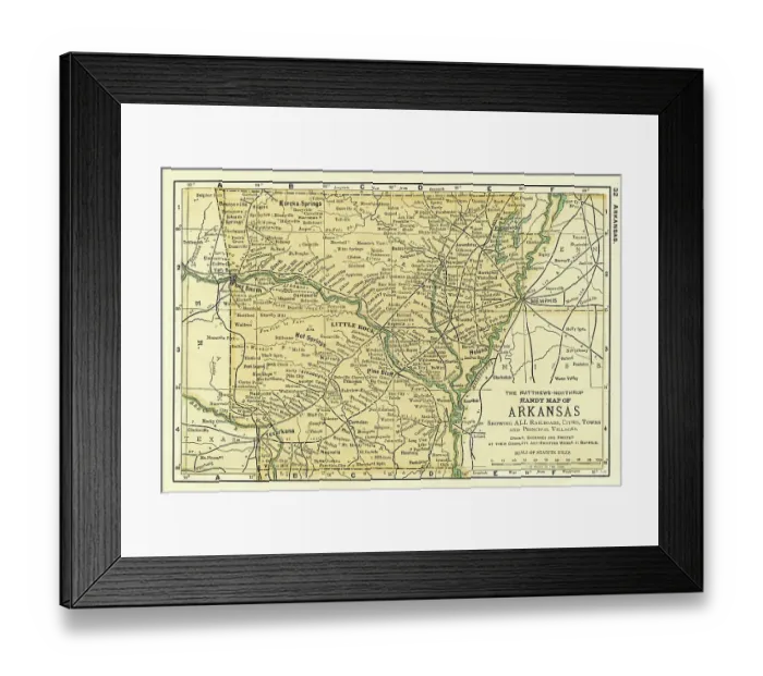 Framed Print : Arkansas map 1898 Framed Print : Arkansas map 1898