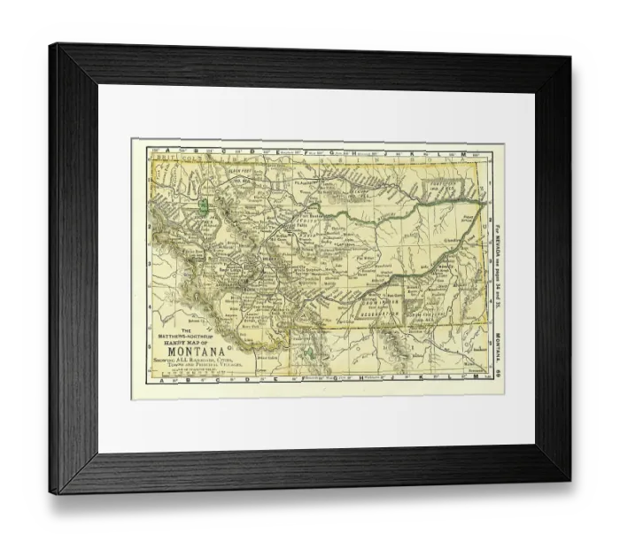 Framed Print : Montana map 1898 Framed Print : Montana map 1898