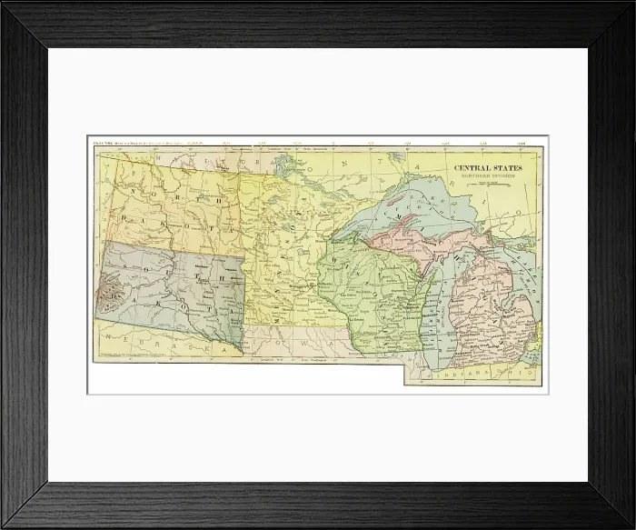 Framed Print : Map Central States 1899 Framed Print : Map Central States 1899