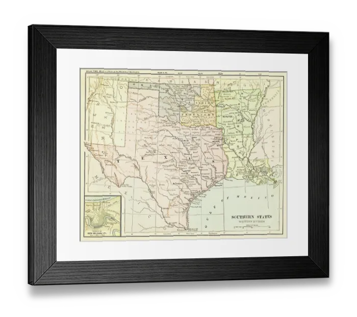Framed Print : Map of Texas 1899 Framed Print : Map of Texas 1899