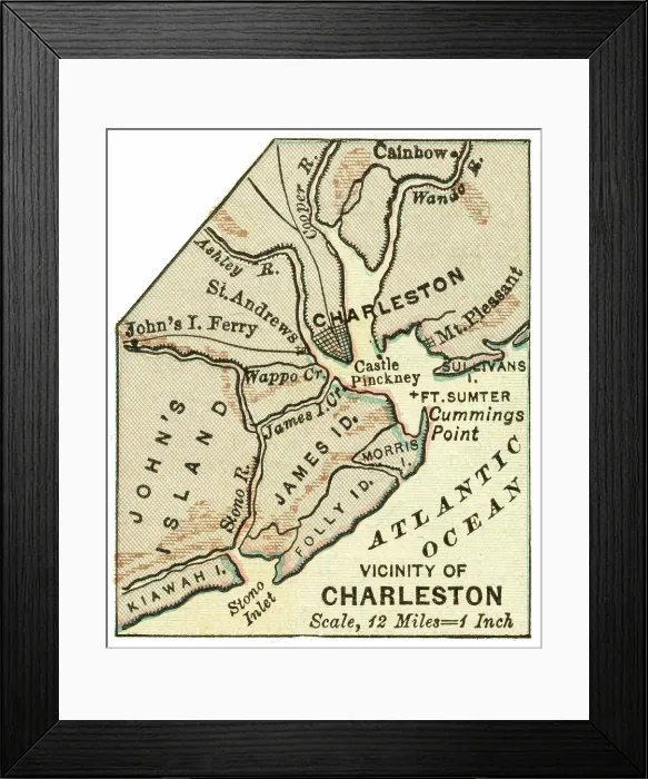 Framed Print : Map of Charleston 1899 Framed Print : Map of Charleston 1899