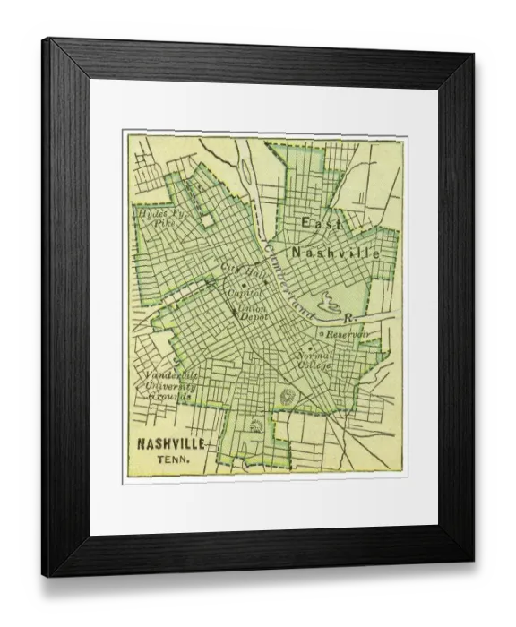 Framed Print : Map of Nashville 1899 Framed Print : Map of Nashville 1899