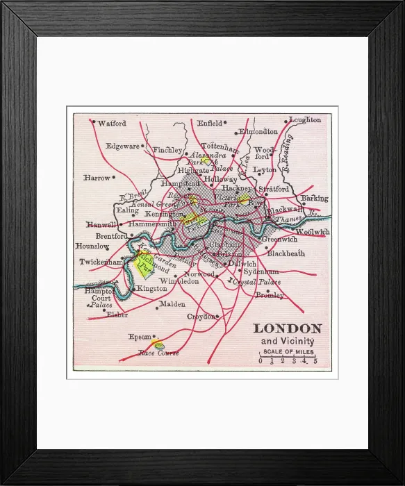 Framed Print : London Map 1899 Framed Print : London Map 1899