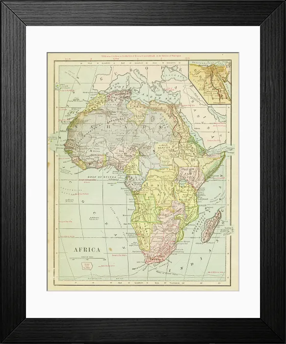 Framed Print : Map of Africa 1899 Framed Print : Map of Africa 1899