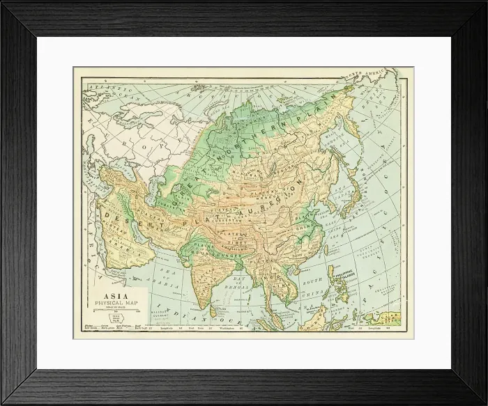 Framed Print : Map of Asia 1899 Framed Print : Map of Asia 1899