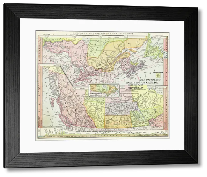 Framed Print : Map of dominion of Canada 1886