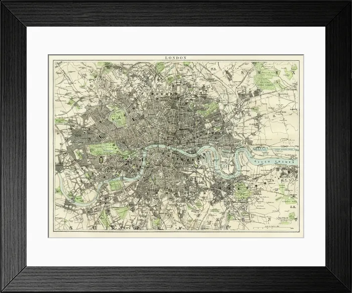 Framed Print : Map of London 1886 Framed Print : Map of London 1886