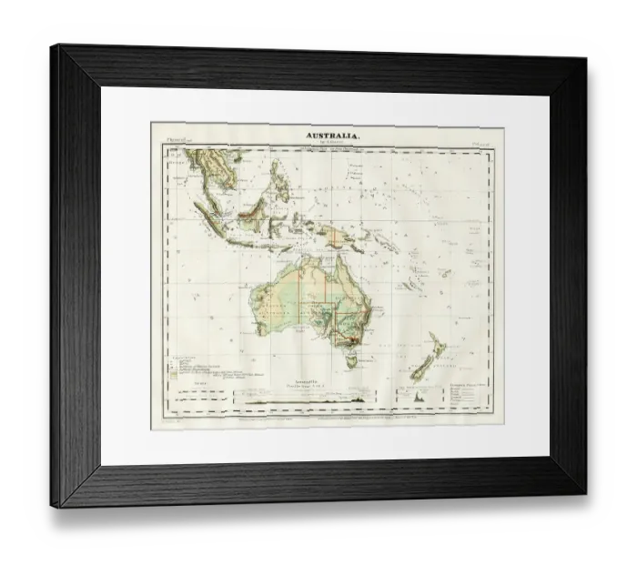 Framed Print : Map of Oceania 1868 Framed Print : Map of Oceania 1868