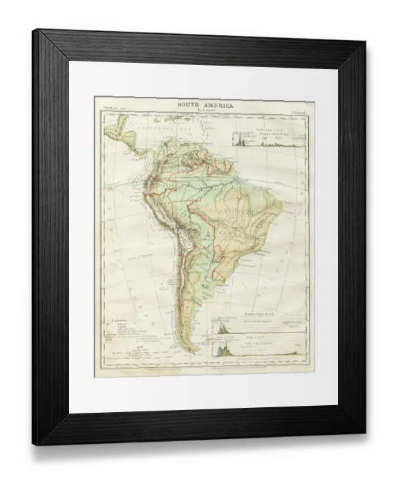 Framed Print : Map of South America 1868 Framed Print : Map of South America 1868