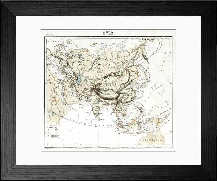 Framed Print : Map of Asia 1868 Framed Print : Map of Asia 1868
