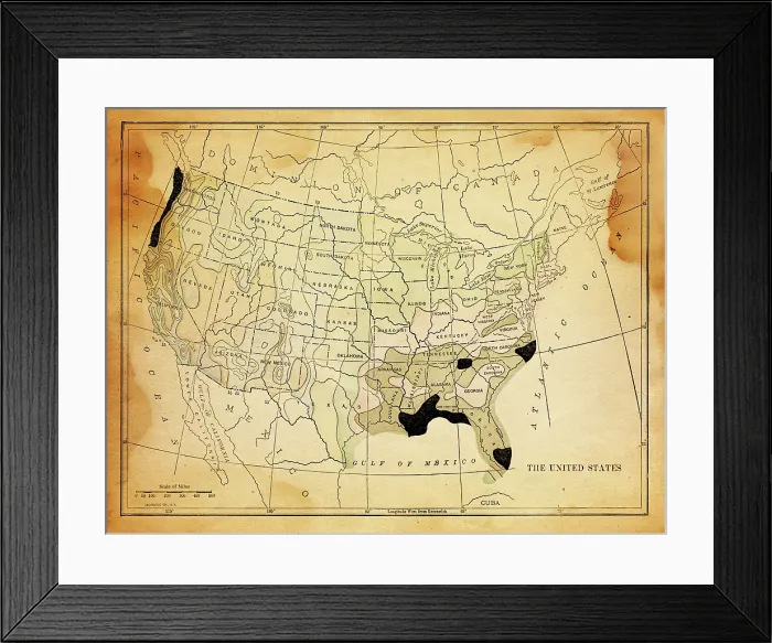 Framed Print : USA map 1898 Framed Print : USA map 1898