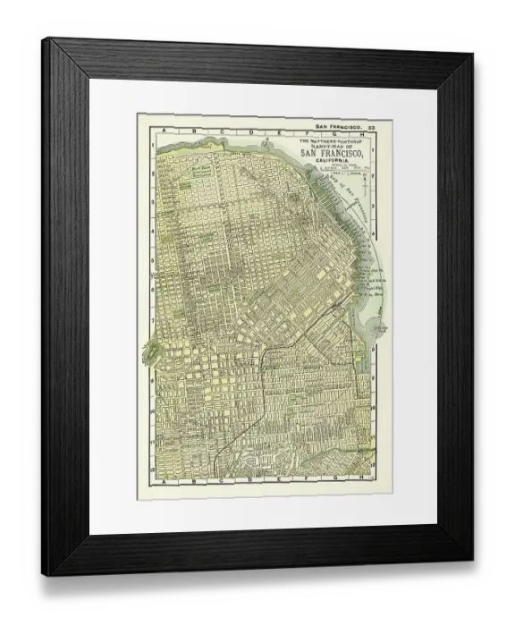 Framed Print : San Francisco map 1898 Framed Print : San Francisco map 1898