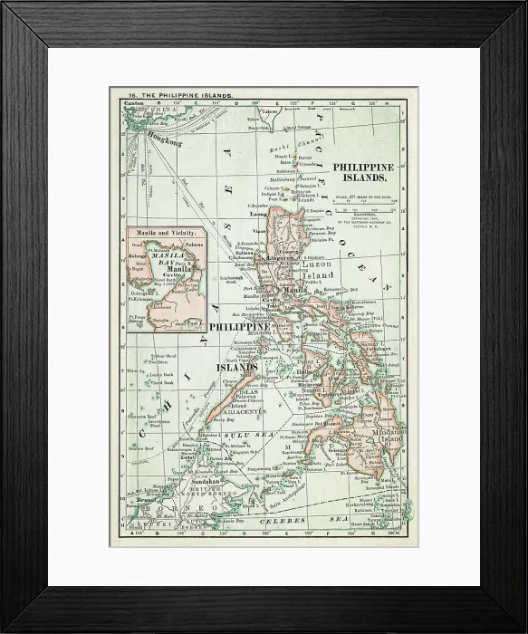 Framed Print : Philippines map 1898