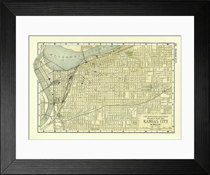 Framed Print : Kansas City map 1898 Framed Print : Kansas City map 1898
