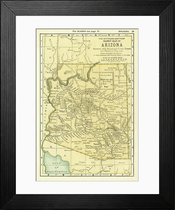 Framed Print : Arizona map 1898