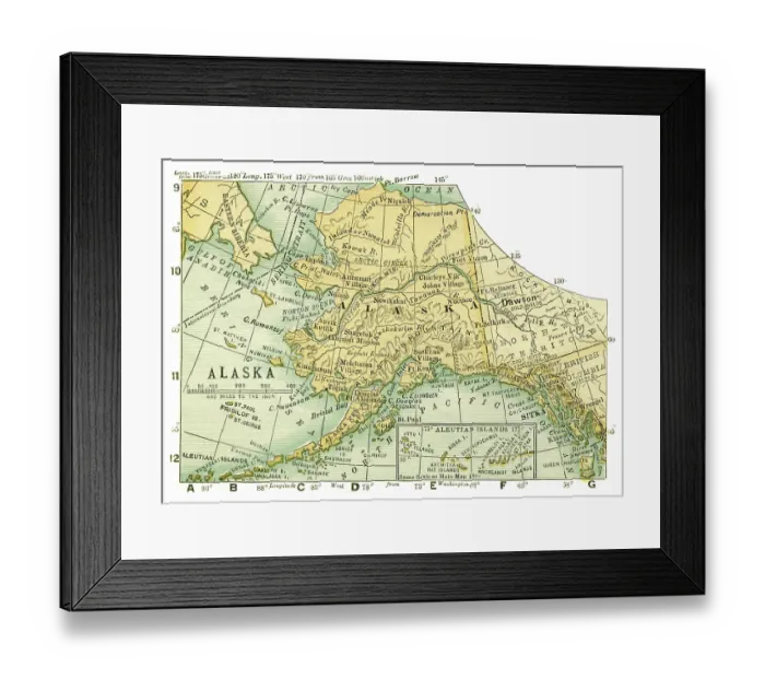 Framed Print : Alaska USA map 1898 Framed Print : Alaska USA map 1898