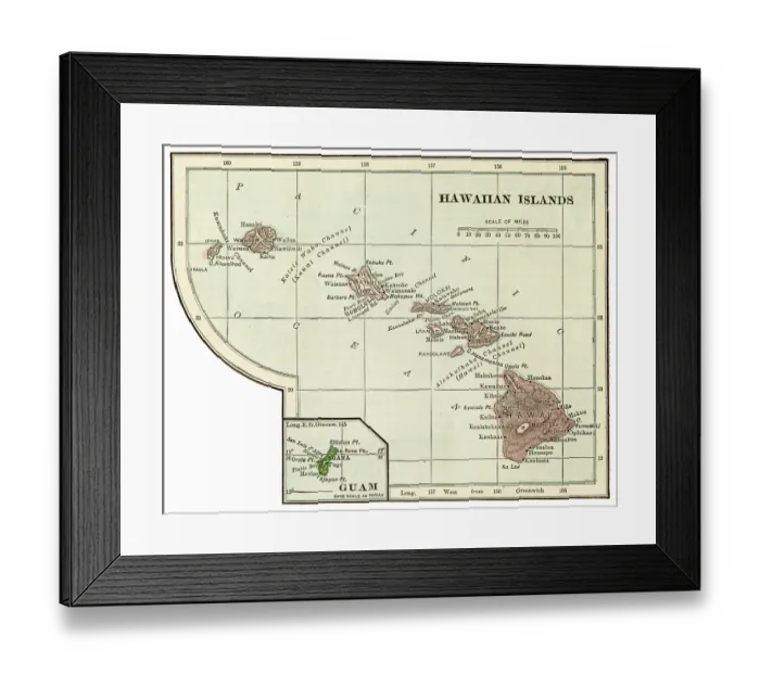 Framed Print : Map of Hawaii 1899 Framed Print : Map of Hawaii 1899