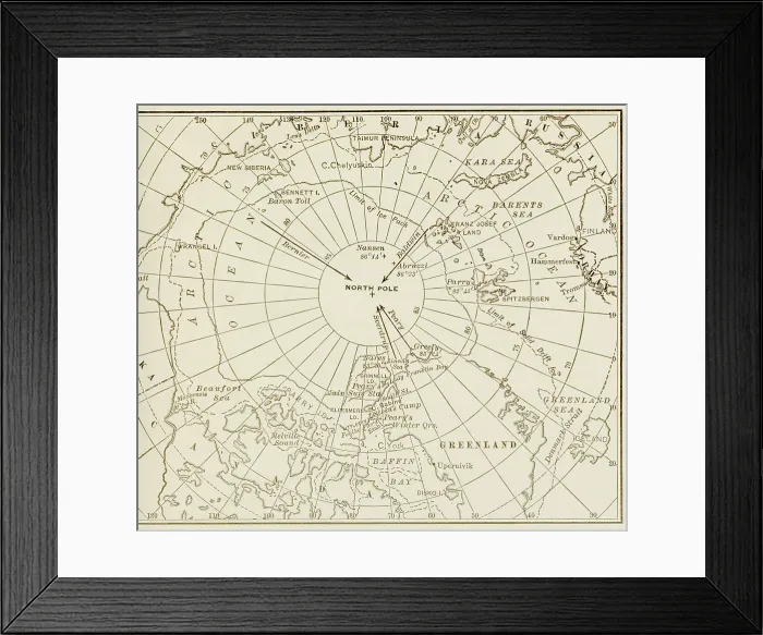 Framed Print : Map of South Pole Chart 1899 Framed Print : Map of South Pole Chart 1899