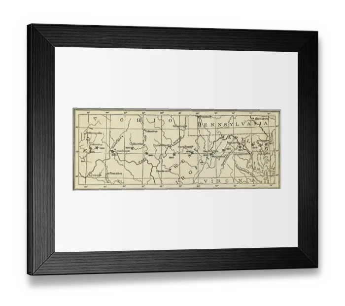 Framed Print : Map Ohio, Virginia, Pennsylvania 1899 Framed Print : Map Ohio, Virginia, Pennsylvania 1899
