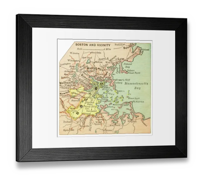 Framed Print : Map of Boston 1899 Framed Print : Map of Boston 1899
