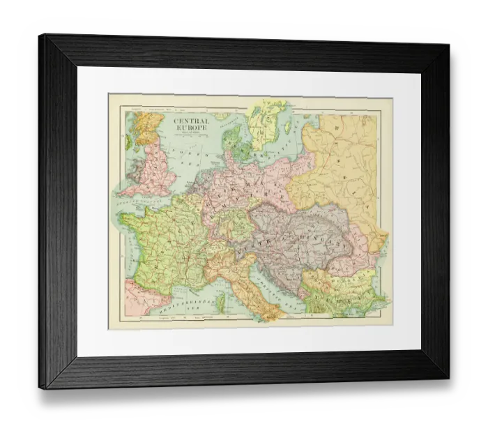 Framed Print : Map of Europe 1899 Framed Print : Map of Europe 1899