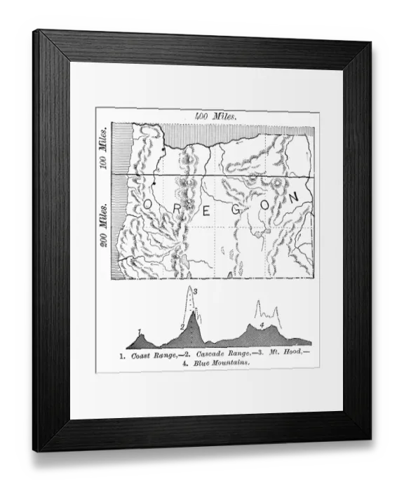 Framed Print : Map of Oregon 1886 Framed Print : Map of Oregon 1886