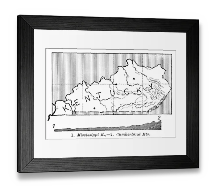 Framed Print : Kentucky state map 1886