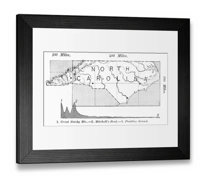 Framed Print : North Carolina state map 1886 Framed Print : North Carolina state map 1886